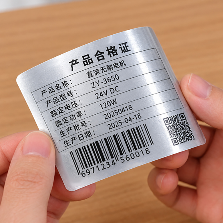 5丝覆亮膜模切亚银不干胶定制五金电器标签厨具LOGO标包装防伪标器材标识