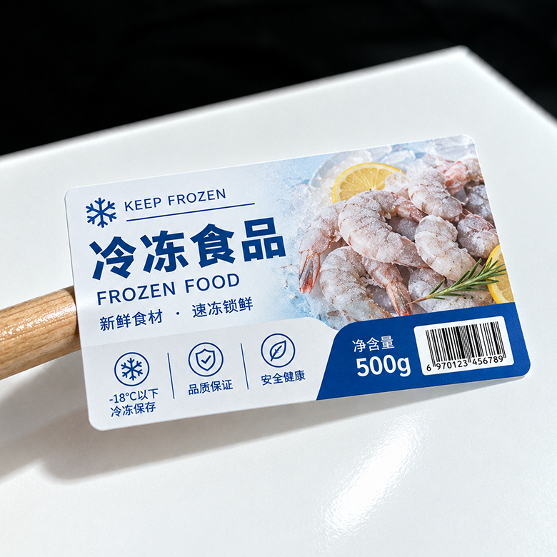 格底模切PP合成纸（冷冻胶）定制冷冻果蔬外包装标签生鲜食材包装标签低温乳制品标签