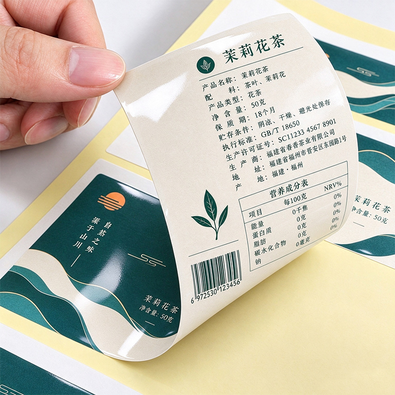 格底珠光膜覆亮膜模切双面印不干胶定制美妆产品日化产品工艺品标签